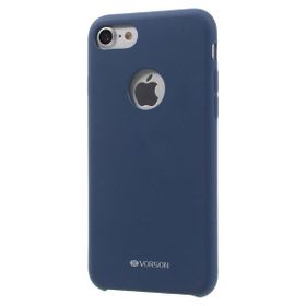 Vorson VC 005 iPhone 7 Rubber Metal Plakalı Koyu Mavi Silikon Kılıf