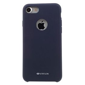Vorson VC 005 iPhone 7 Rubber Metal Plakalı Lacivert Silikon Kılıf