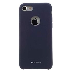Vorson VC 005 iPhone 7 Rubber Metal Plakalı Lacivert Silikon Kılıf