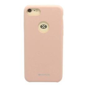 Vorson VC 005 iPhone 7 Rubber Metal Plakalı Pembe Silikon Kılıf