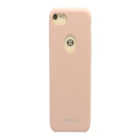 Vorson VC 005 iPhone 7 Rubber Metal Plakalı Pembe Silikon Kılıf