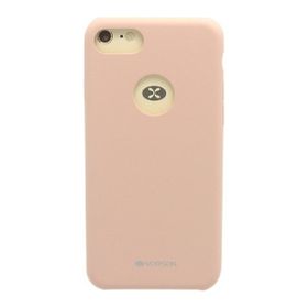 Vorson VC 005 iPhone 7 Rubber Metal Plakalı Pembe Silikon Kılıf