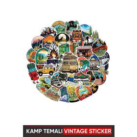 Vox Art Vintage 50'li 5-7 cm Kamp Temalı Sticker