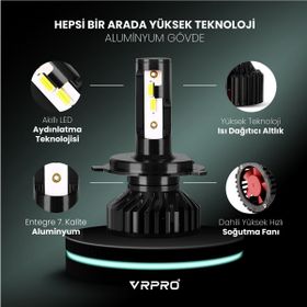 VRPRO F2 Mini Slim Led Xenon CSP Çip | H4 Far Ampulü