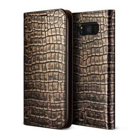 Vrs Design Galaxy S8 Genuine Croco Diary Dark Gold Kılıf