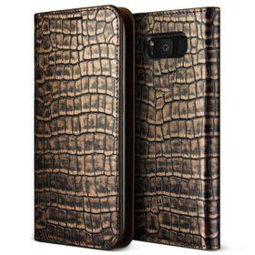 Vrs Design Galaxy S8 Genuine Croco Diary Dark Gold Kılıf