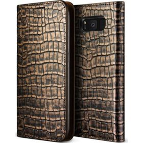 Vrs Design Galaxy S8 Genuine Croco Diary Dark Gold Kılıf