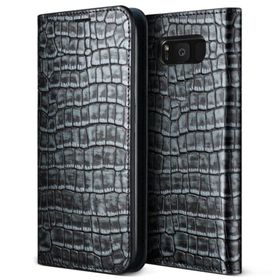 Vrs Design Galaxy S8 Genuine Croco Diary Dark Silver Kılıf