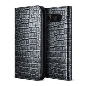Vrs Design Galaxy S8 Genuine Croco Diary Dark Silver Kılıf