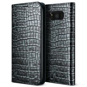 Vrs Design Galaxy S8 Genuine Croco Diary Dark Silver Kılıf