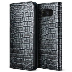 Vrs Design Galaxy S8 Genuine Croco Diary Dark Silver Kılıf