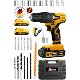 Wacker Germany StarWalt Yellow Prof 58 V 12 Ah Çelik Şanzuman Çift Akülü Şarjlı Matkap+Tamir Seti
