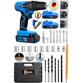Wacker Pro Germany Smart Blue 58 V 12 Ah Çelik Şanzuman Bakır Sargılı Çift Akülü Şarjlı 27 Parça Matkap