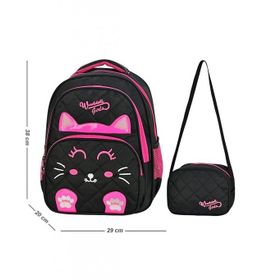Waddell 5011 Kapitone Kedi Desenli İlkokul Sırt ve Beslenme Çantası