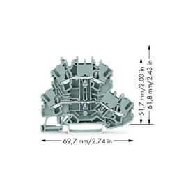 Wago 2002-2201 50 Adet 2.5-4 mm2 L/L Köprülenebilir 2 Katlı Ray Klemens