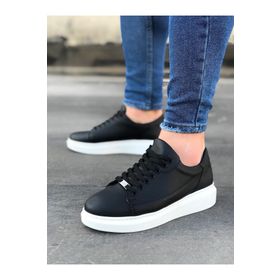 Wagoon Wg028 Siyah Bağcıklı Kalın Taban Casual Erkek Ayakkabı