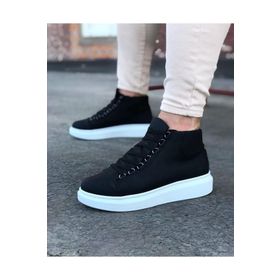 Wagoon WG032 Siyah Renk Bağcıklı Sneakers Model Yarım Bilek Erkek Bot