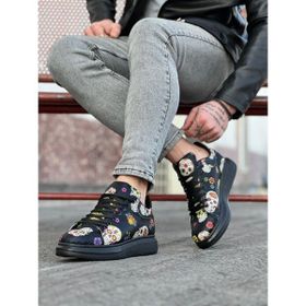 Wagoon WG501 Siyah Desenli Kuru Kafa Boyalı Erkek Casual Ayakkabı