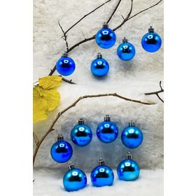 Waldern 4 cm 12li Mavi Cici Top 6 Parlak-6 Metalize Yılbaşı Ağacı Süs