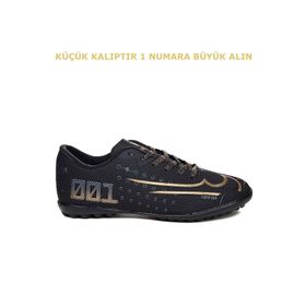Walked MDS001 Siyah Altın Erkek Halı Saha Futbol Ayakkabısı