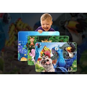Walldeco 3'lü Hayvanlar 12 Parça Ahşap Çocuk Puzzle