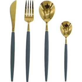 Wanelli Rotti FX1067 Gri Gold 24 Parça Yuvarlak Yemek Takımı