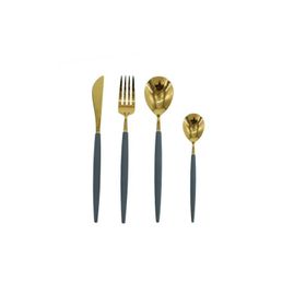 Wanelli Rotti FX1067 Gri Gold 24 Parça Yuvarlak Yemek Takımı