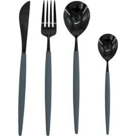 Wanelli Rotti FX1068 Gri Siyah 24 Parça Yuvarlak Yemek Takımı