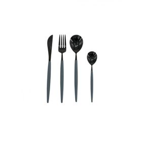 Wanelli Rotti FX1068 Gri Siyah 24 Parça Yuvarlak Yemek Takımı