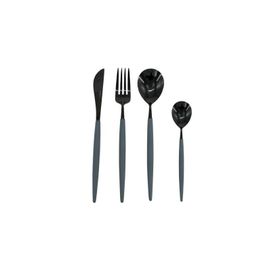 Wanelli Rotti FX1068 Gri Siyah 24 Parça Yuvarlak Yemek Takımı
