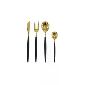 Wanelli Rotti FX1072 Siyah Gold 24 Parça Çatal Kaşık Bıçak Takımı