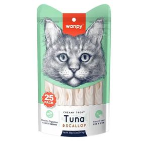 Wanpy 25x14 gr Ton Balıklı Ve Deniz Taraklı Sıvı Kedi Ödülü