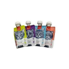 Wanpy 4x90 gr Taze Ton Balıklı Somonlu Tavuklu Ördekli Vitaminli Ezme Kedi Ödülü