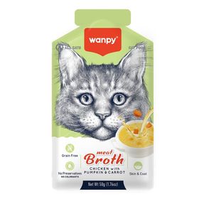 Wanpy 50 gr Kediler için Bal Kabağı ve Havuçlu Tavuk Eti Çorbası