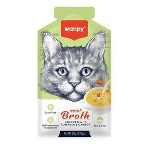 Wanpy 50 gr Kediler için Bal Kabağı ve Havuçlu Tavuk Eti Çorbası
