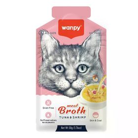 Wanpy 50 gr Kediler İçin Karidesli ve Ton Balığı Eti Tahılsız Ek Besin Çorbası