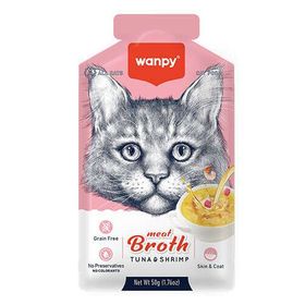 Wanpy 50 gr Kediler İçin Karidesli ve Ton Balığı Eti Tahılsız Ek Besin Çorbası