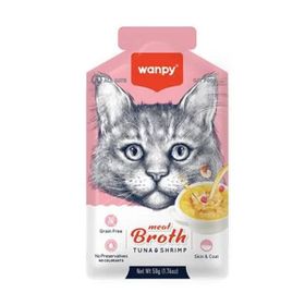 Wanpy 50 gr Kediler İçin Karidesli ve Ton Balığı Eti Tahılsız Ek Besin Çorbası