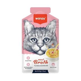 Wanpy 50 gr Kediler İçin Karidesli ve Ton Balığı Eti Tahılsız Ek Besin Çorbası
