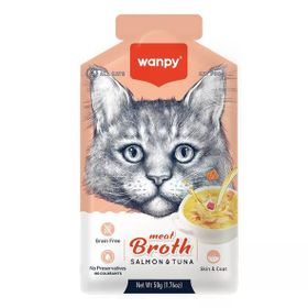 Wanpy 50 GR Kediler için Somon ve Ton Balığı Eti Çorbası