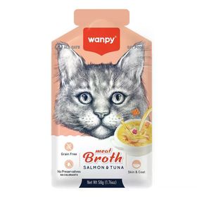 Wanpy 50 GR Kediler için Somon ve Ton Balığı Eti Çorbası
