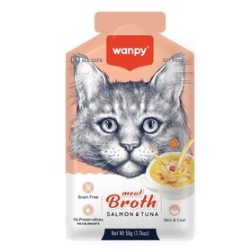 Wanpy 50 GR Kediler için Somon ve Ton Balığı Eti Çorbası