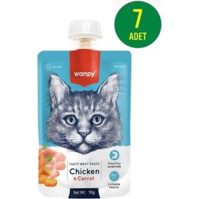 Wanpy 7x90 gr Tavuklu & Havuçlu Ezme Kedi Ödül Maması