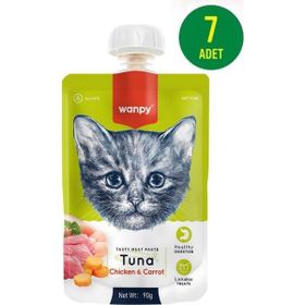 Wanpy 7x90 gr Ton Balıklı & Tavuklu Ezme Kedi Ödül Maması