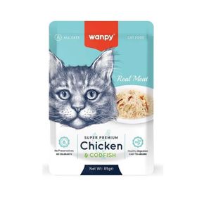 Wanpy 85 gr Pouch Tavuklu Morina Balıklı Yaş Kedi Maması