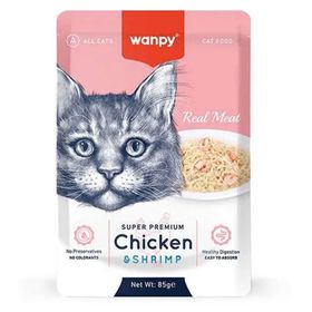 Wanpy 85 gr Super Premium Pouch Tavuklu ve Karidesli Yaş Kedi Maması