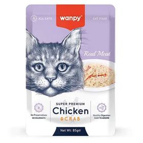 Wanpy 85 gr Super Premium Pouch Tavuklu ve Yengeçli Yaş Kedi Maması