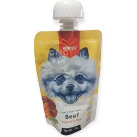Wanpy 90 gr Taze Sığır Havuçlu Bezelyeli Et Ezme Sıvı Köpek Maması