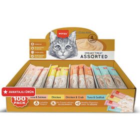 Wanpy Creamy Treat Assorted Karışık 4 Lezzetli 100x14 gr Likit Kedi Ödülü