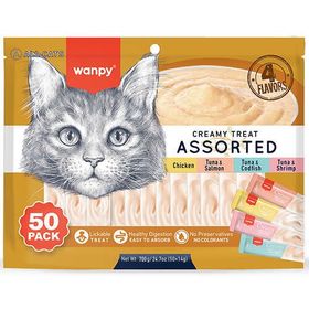 Wanpy Creamy Treat Karışık 4 Lezzetli 50x14 gr Sıvı Kedi Ödül Maması